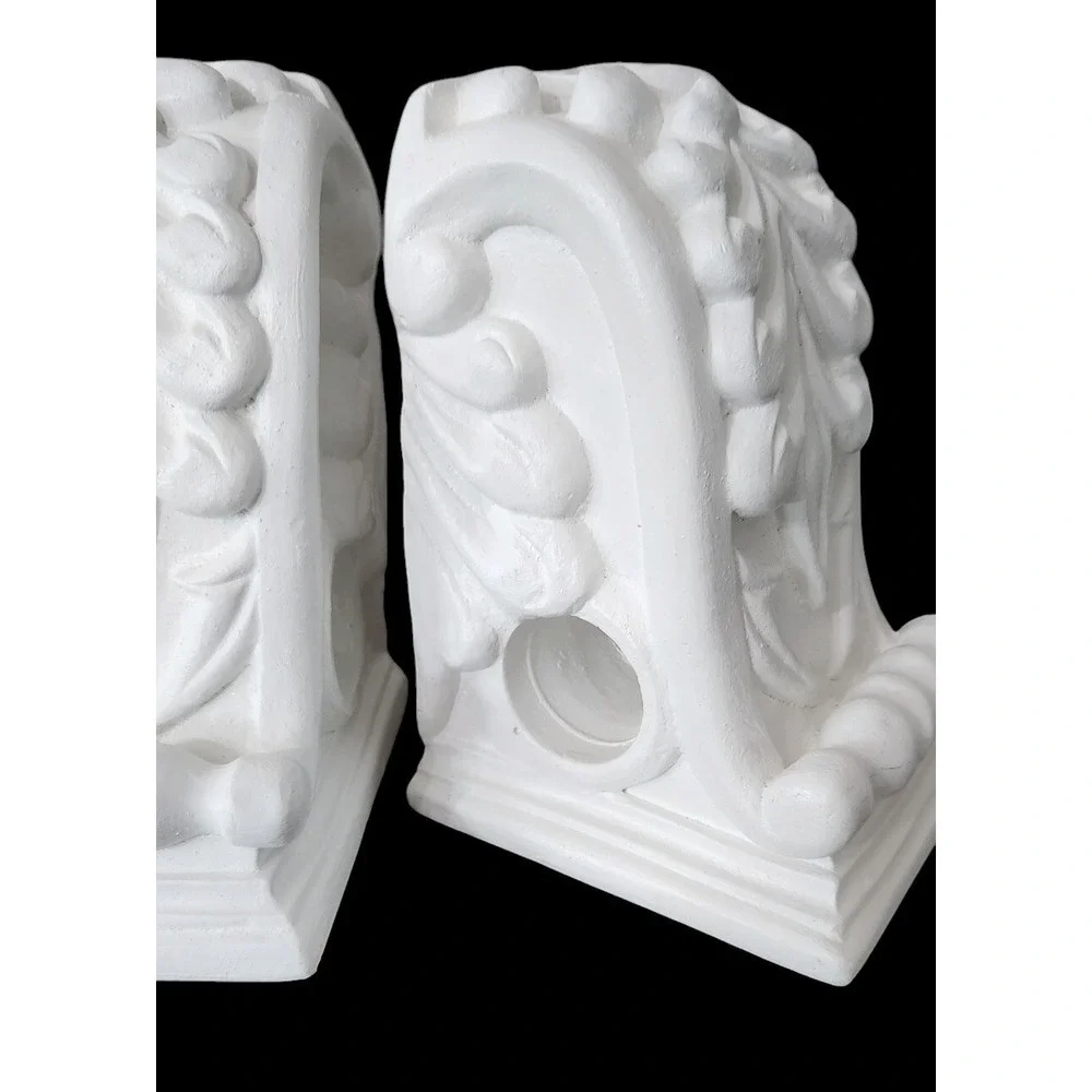 Pair of Drapery Sconce Corbels Curtain Rod Holders Fleur-de-lis French Victorian